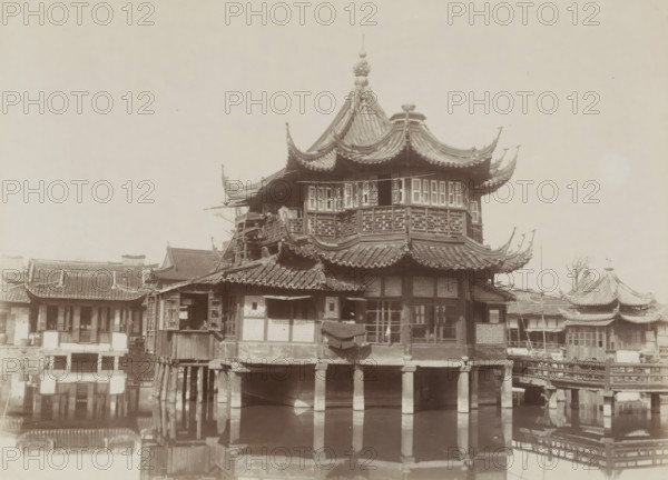Mandarin teahouse in Chinatown Shanghai, album page, photograph, Part of Album with 50 photos of a