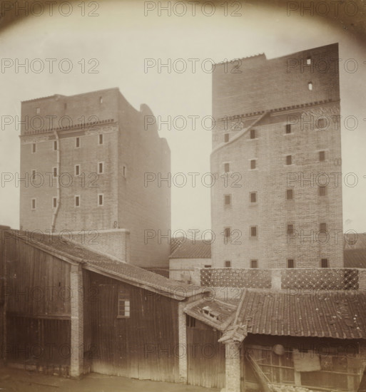 Buildings of pawnbrokers in Guangzhou, album page, photograph, Part of Album with 50 photos of a