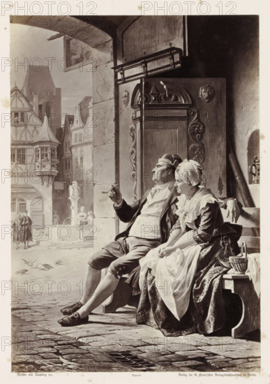 The Two Old Men on the Thor Way, Photographic reproduction of a painting by AG von Ramberg,