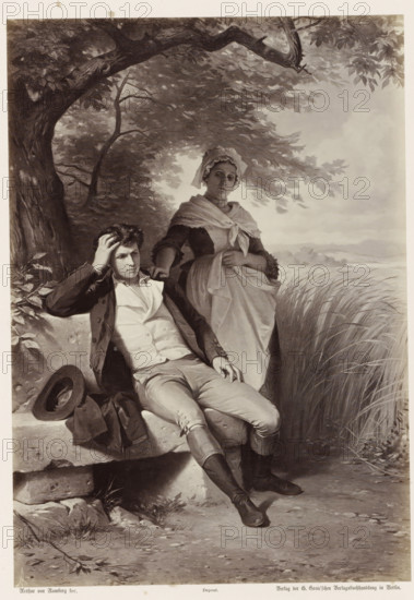 Hermann and the Mother under the Pear Tree, Photographic reproduction of a painting by AG von
