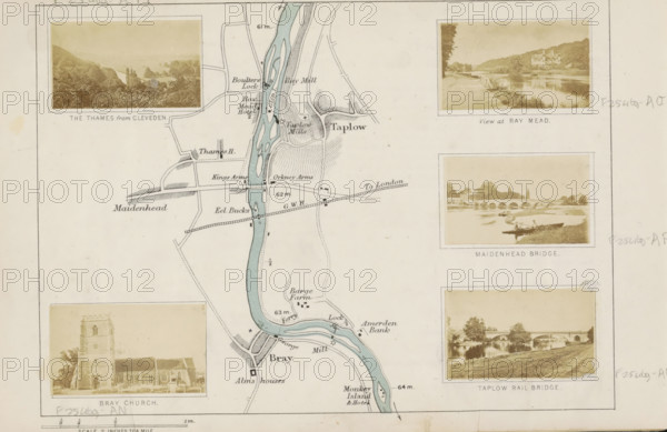Taplow rail bridge, View of a railway bridge over the Thames at Taplow, photograph, page,