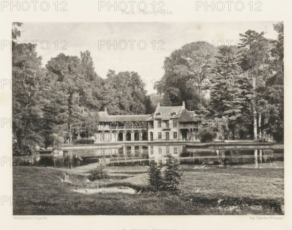 View of Le Hameau de la Reine at Versailles, Le Petit Trianon, page, photomechanical print,
