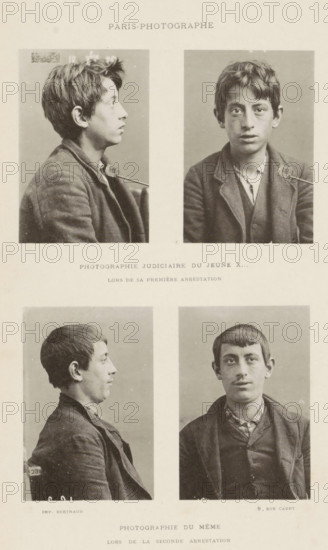 Photographe judiciair du jeune x, Photographie du même, Portraits of a juvenile criminal, made
