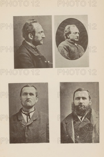 Portraits of two criminals, with and without beards, page, photomechanical print, France, c. 1881 -