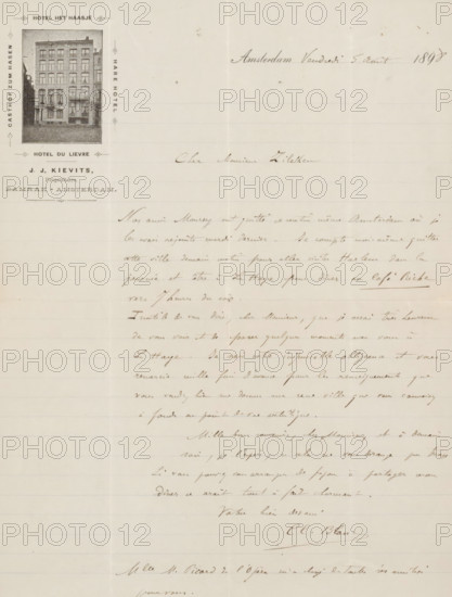 Letter to Philip Zilcken, letter, Letter contains notes from Philip Zilcken on verso., writer