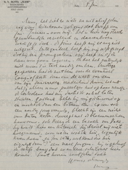 Letter to Anna Dorothea Dirks, letter, Dated January 5. In later hand 1922., writer (clerical