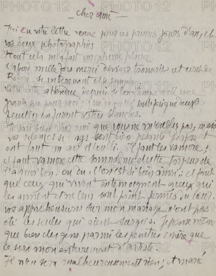 Letter to Andries Bonger, letter, watermark, writer (clerical worker): Émile Bernard, Cairo (city),