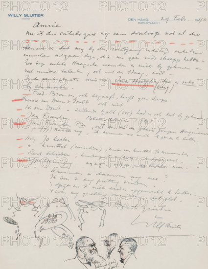 Letter to anonymous, letter, watermark, writer (clerical worker): Willy Sluiter, The Hague,
