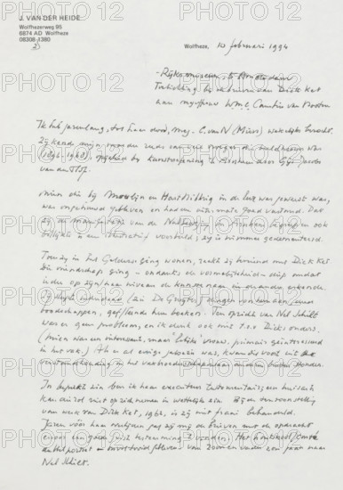 Letter to Rijksmuseum Amsterdam, letter, Two small notes are kept with the letter., writer