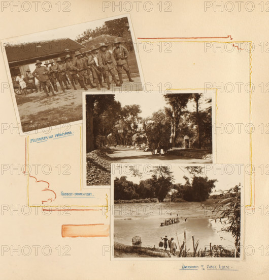 Soldiers and transport at Grobogan, album page, photograph, Album page with three photos of