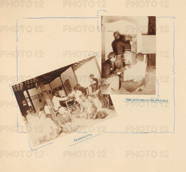 Payment day in a village in Grobogan, album page, photograph, Album page with two photos of