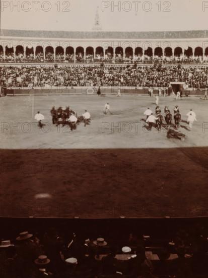 At the Bull Fight, Spain, photograph, Arena for bullfights in Valencia or Barcelona., 1905 - 1922,
