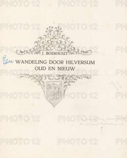 Design for a chapter title with ornaments and vignette, drawing, book illustration (design), Design