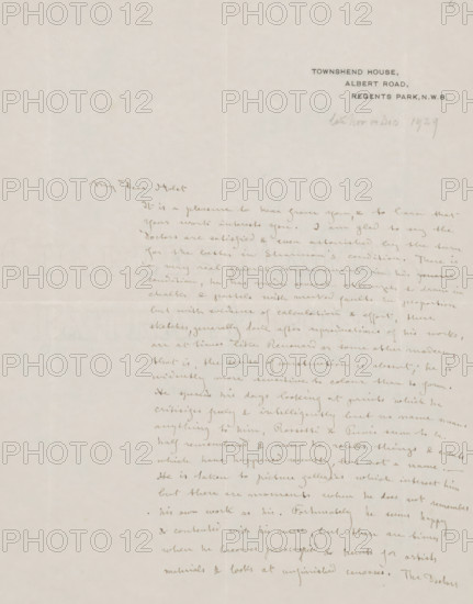 Letter to Richard Roland Holst, letter, writer (clerical worker): Charles Ricketts, London, 1876 -
