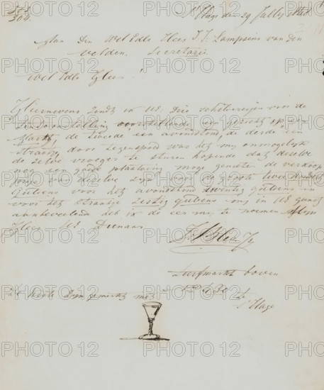 Letter to Jan Jacob Lampsins van den Velden, letter, writer (clerical worker): Joseph Bles, The