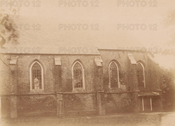 South side of the St. Nicholas Church in Dwingeloo, photograph, annotation: '12', annotation: