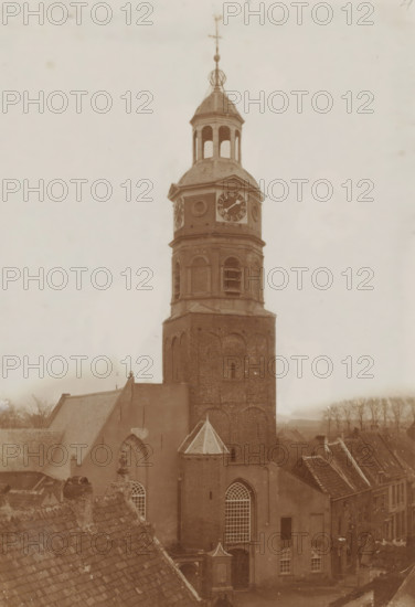 Tower of the St. Lambertus Church in Buren, photograph, annotation: 'NH Kerk, Buren', annotation: