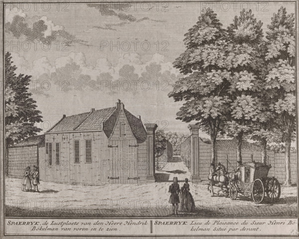 Photo reproduction of a print of the Spaarrijk country estate in Haarlem by Hendrik de Leth,