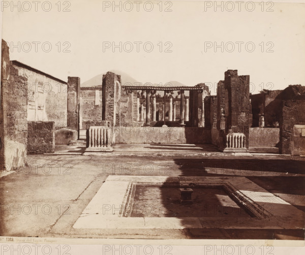 Casa del fauno, Remains of the House of the Faun at Pompeii, Pompeii, photograph, inscription: