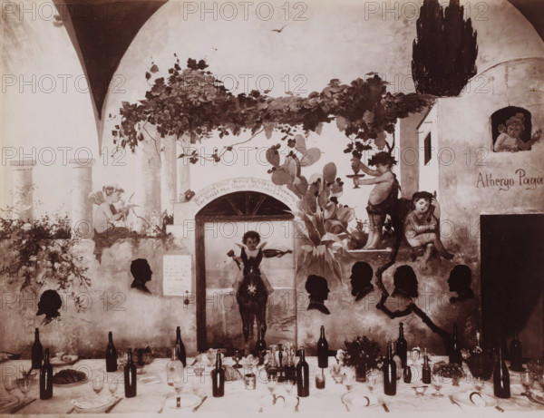 Hotel Pagano, Interior of the dining room of Hotel Pagano in Capri, Italy, Capri, photograph,