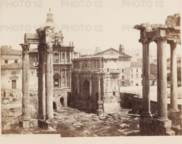 Tempio di Vespasiano e Arco di Septimus Severus (Roma), Ruin of the temple of Vespasian and the