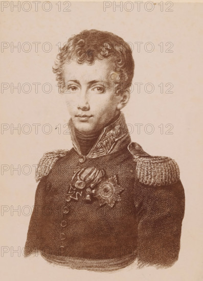 Photo reproduction of a print with a portrait of a man, possibly Prince Frederik, by Willem van