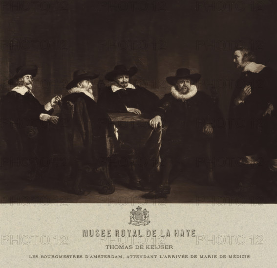 Photo reproduction of a painting by Thomas de Keyser, 'The Mayors of Amsterdam Learn of the Arrival