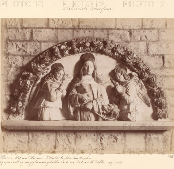 Tympanum addition depicting Martha between two angels by Andrea della Robbia, Florence. National