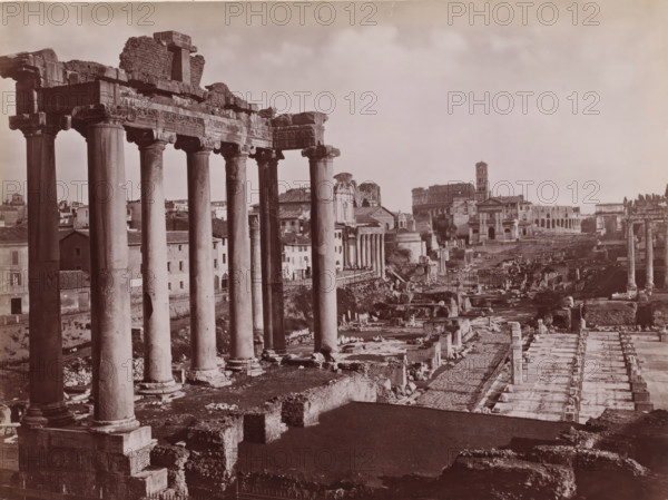 Fôro Romano, Roman Forum with Temple of Saturn in Rome, Italy, Roma, photograph, number: '103.',