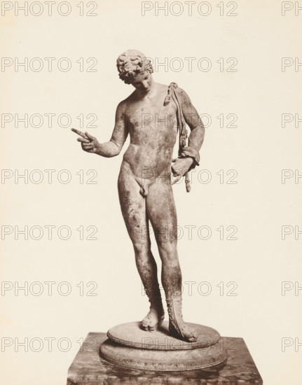 Sculpture of Narcissus, Museo di Napoli Narciso, album page, photograph, This photo is part of an