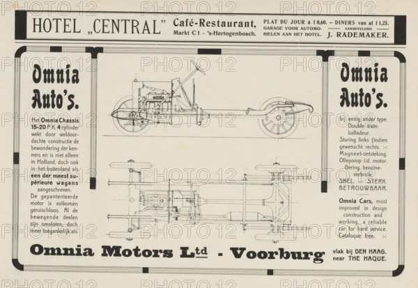 Advertisements, album page, Advertisements for Hotel Central and Omnia Motors Ltd. This page is
