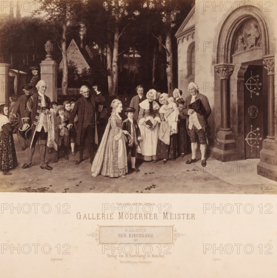 Reproduction of painting 'Der Kirchgang' by H. Salentin, Gallerie Moderner Meister, photograph,