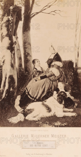 Reproduction of painting 'Der Mutter Gebet' by F. Wagner, Gallerie Moderner Meister, photograph,