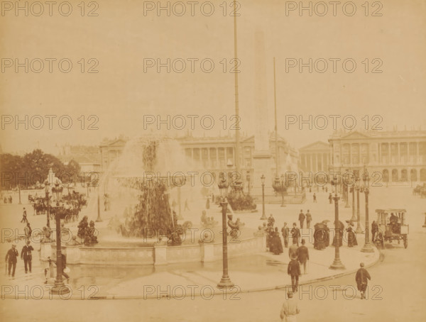Place de la Concorde, Paris, photograph, View of the square with a large fountain in the middle and