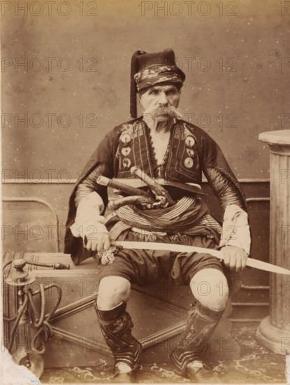 Portrait of old man in traditional costume, dervish?, photograph, dervish?., c. 1880 - c. 1900,