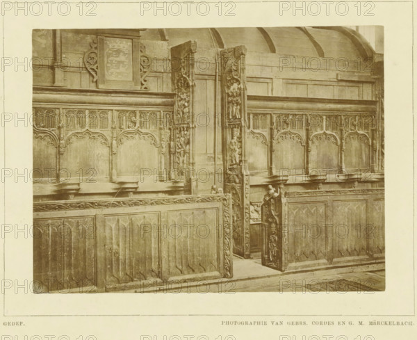 Choir stalls in the Martinikerk in Bolsward, photograph, inscription: 'Gedep., Photographie van