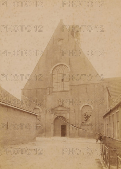 Westerkerk in Harlingen, shortly before its demolition in 1896, photograph, annotation: