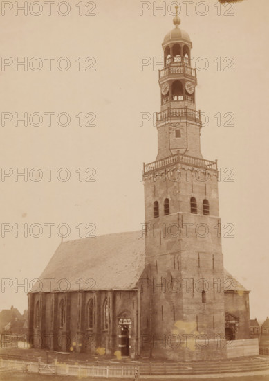 Northwest side of the Great Church in Hindeloopen, photograph, annotation: 'Hindeloopen, Church of