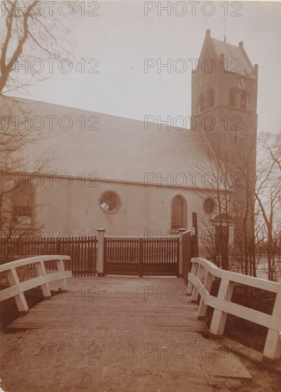 St. John the Baptist Church in Huizum, photograph, annotation: 'Dutch Reformed Church with tower in