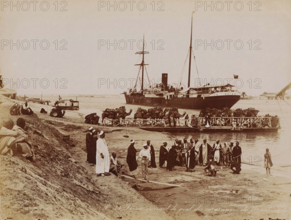 Station in the Suez Canal, Kantara, Egypt, photograph, View of a mooring place and of the Suez