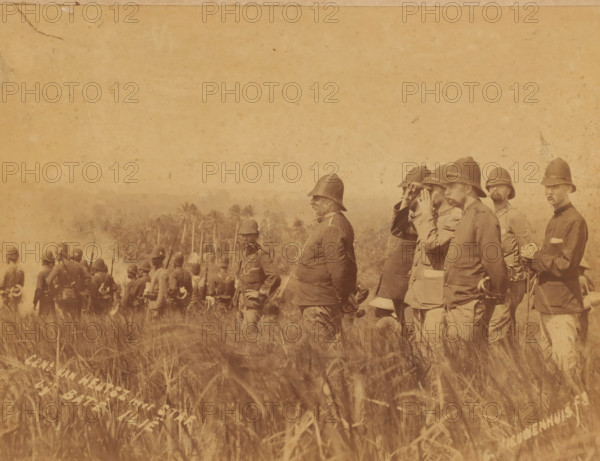 General van Heutsz with staff in Aceh during the attack on the benteng complex Batoe Iliq in the