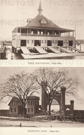 Yale boat-house, Hamilton Park, page, photomechanical print, photographer: James Notman, New Haven,