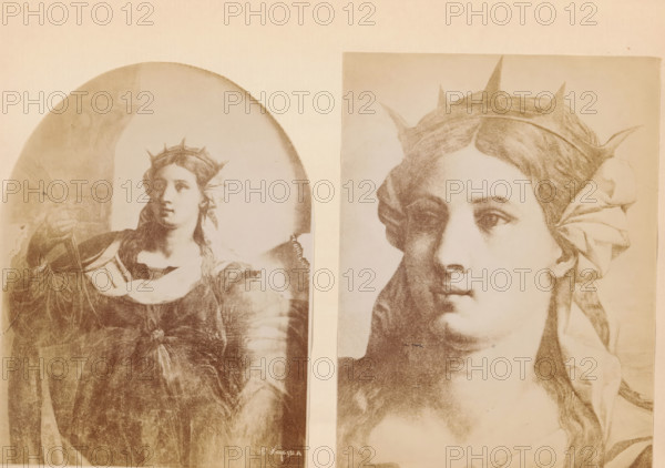 Two photo reproductions of a painting depicting Saint Barbara, Venezia -Barbara- Palma Vecchio,