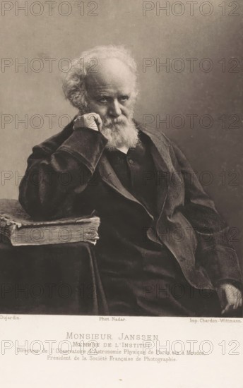 Monsieur Janssen, Portrait of Pierre Janssen, page, photomechanical print, inscription: 'Membre de