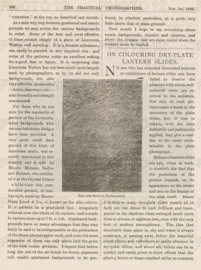 The Alto-Relievo Background, Example of a relief background, page, photomechanical print, c. 1885 -