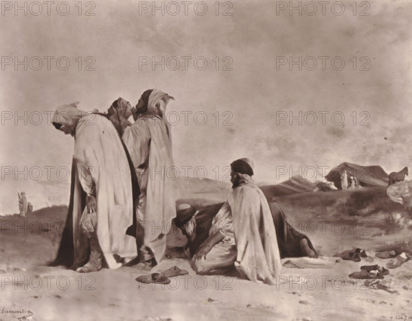 Arabes en prière, Reproduction of Arabes en prière by Eugène Fromentin-Dupeux, reproduction, page,