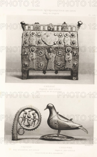 13th-century French reliquary, a 12th-century part of a bishop's staff and a 13th-century sculpture