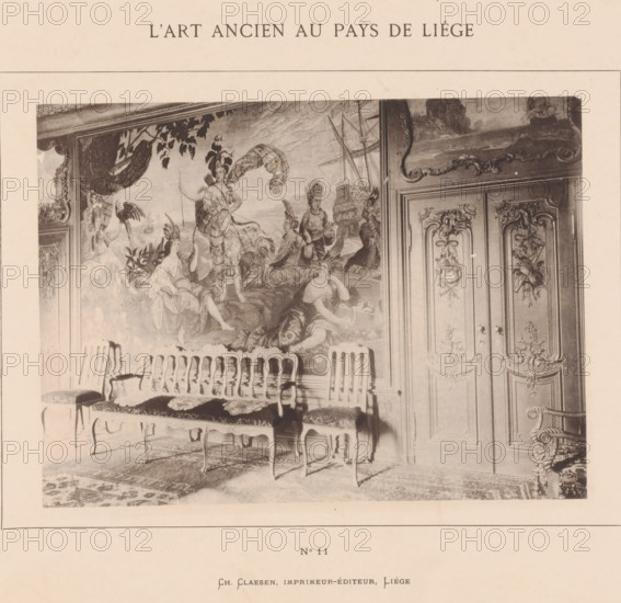 Room with a wall painting, L'Art Ancien au Pays de Liège, photomechanical print, This print is part