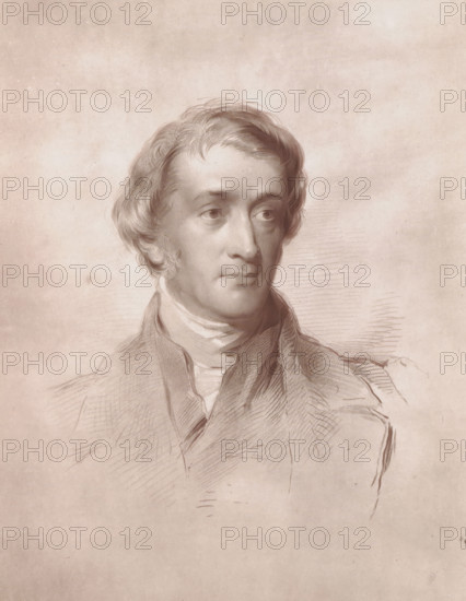 Photo reproduction of a drawing depicting a portrait of Julius Charles Hare, reproduction, page,