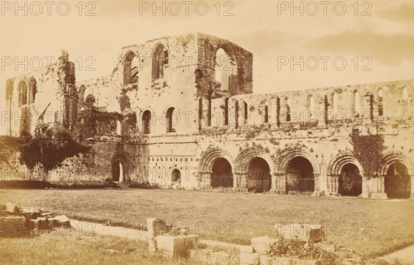 View of the ruins of Furness Abbey, Furness Abbey, from the south-west, photograph, page,